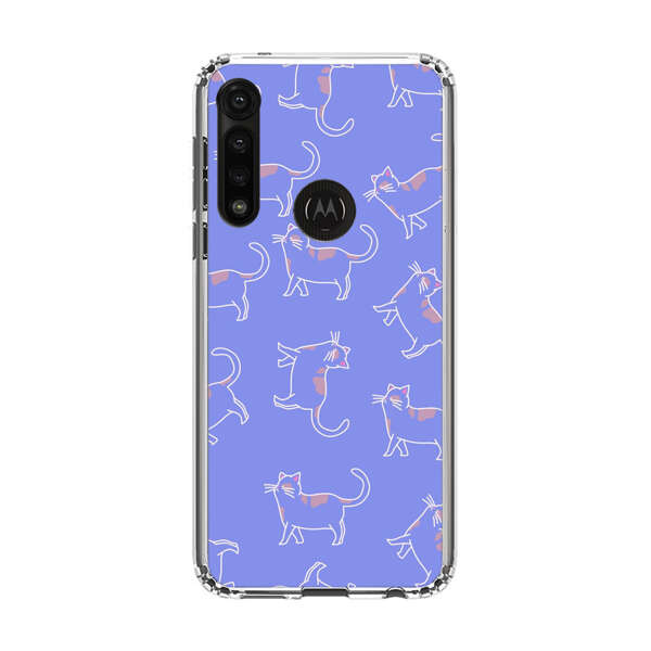 Playful Cartoon Cats on Purple Background Motorola Moto G Power (2020) Case
