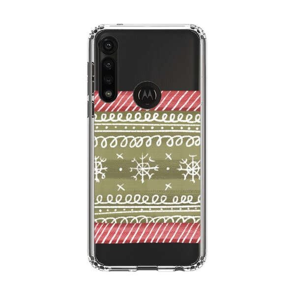 Winter Pattern with Snowflakes and Red Stripes Motorola Moto G Power (2020) Case