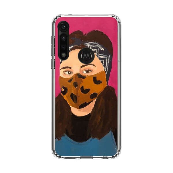 Woman Leopard Print Face Mask Motorola Moto G Power (2020) Case