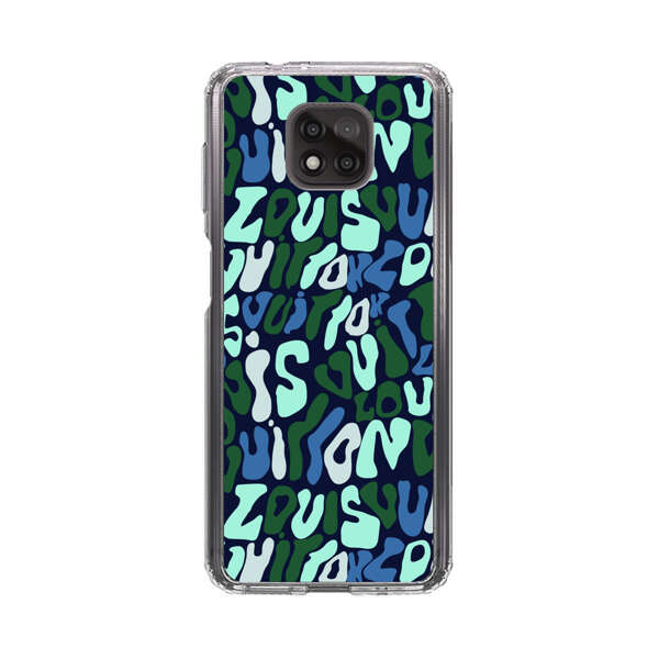 Abstract Layered Text Pattern in Blue and Green Motorola Moto G Power (2021) Case