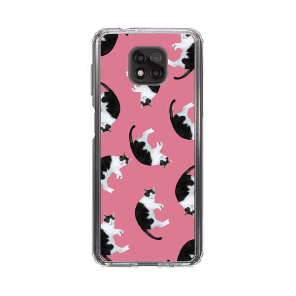 Black and White Cats Pattern on Pink Background Motorola Moto G Power (2021) Case