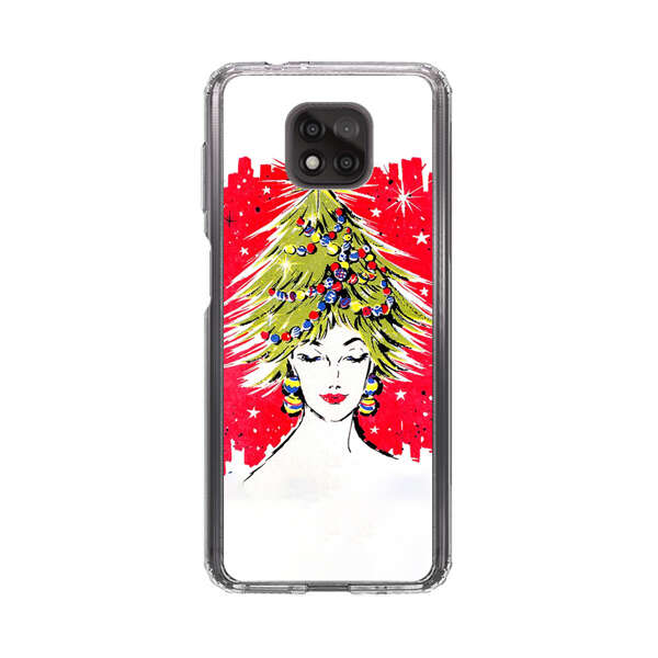 Christmas Tree Hair Woman Red Background Motorola Moto G Power (2021) Case