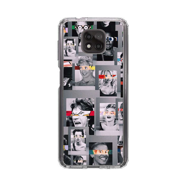 Creative Collage of Iconic Black and White Portraits with Cartoon Eyes Motorola Moto G Power (2021) Case