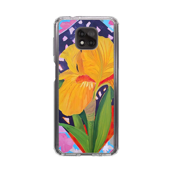 Yellow Iris Flower with Colorful Patchwork Background Motorola Moto G Power (2021) Case