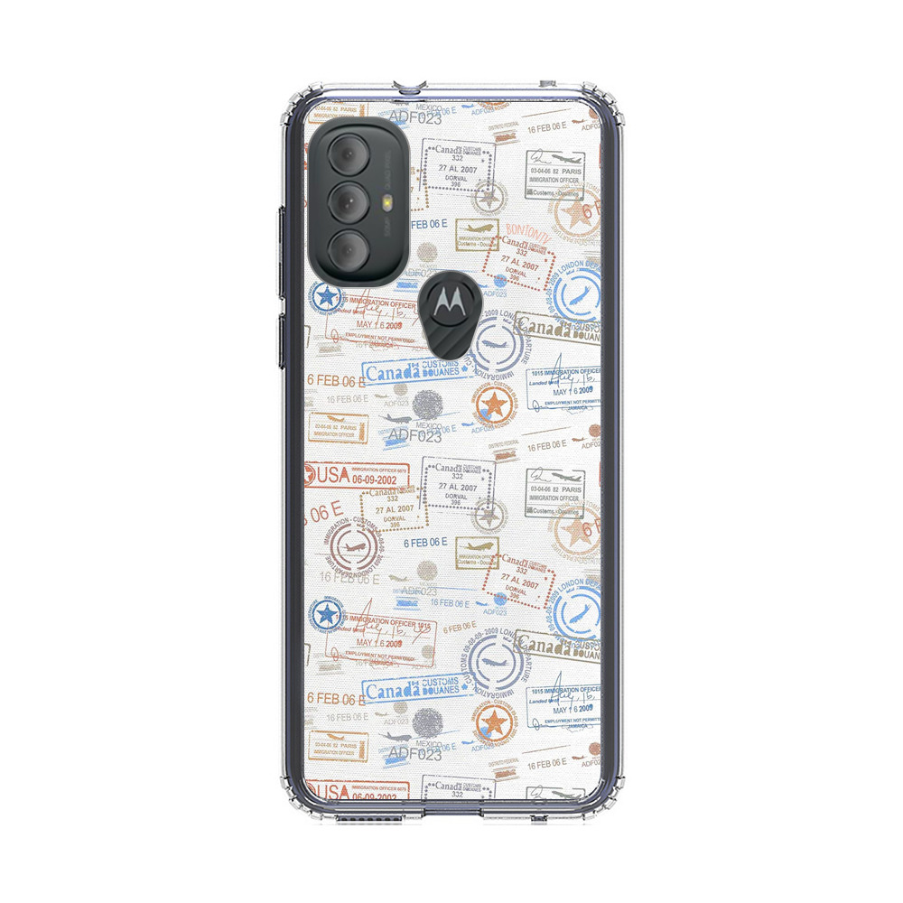 Vintage Passport Stamps Pattern Motorola Moto G Power (2022) Case