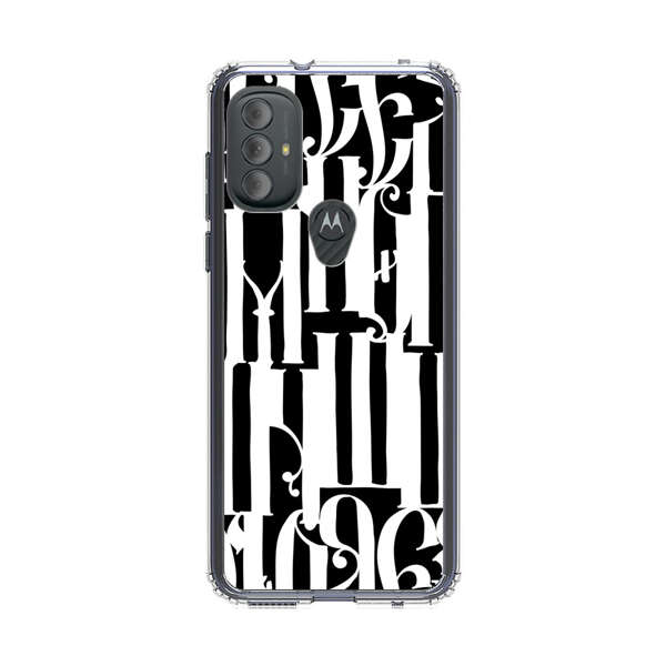 Abstract Black and White Pattern with Ornamental Letters Motorola Moto G Power (2022) Case