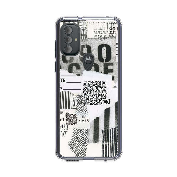 Abstract Collage Torn Paper Barcodes Motorola Moto G Power (2022) Case