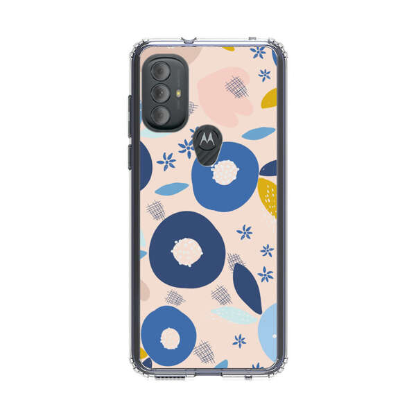 Abstract Floral Pattern with Blue, Pink and Mustard Flowers Motorola Moto G Power (2022) Case