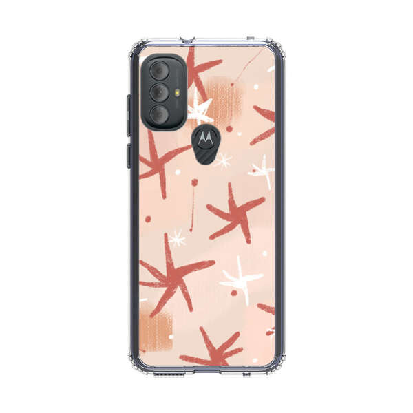 Abstract Star Pattern Red and White on Beige Background Motorola Moto G Power (2022) Case