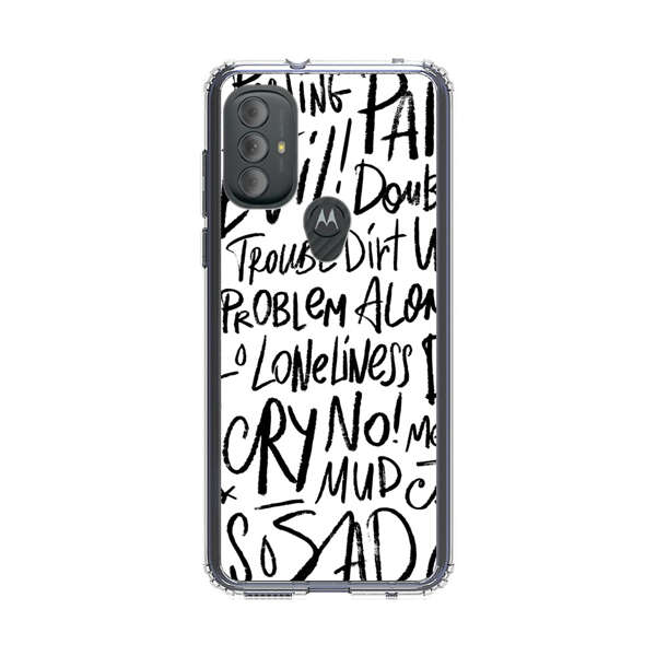 Black and White Negative Words Pattern Motorola Moto G Power (2022) Case