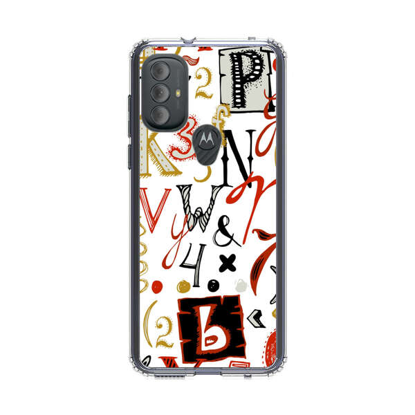 Colorful Hand Drawn Letters and Numbers Pattern Motorola Moto G Power (2022) Case
