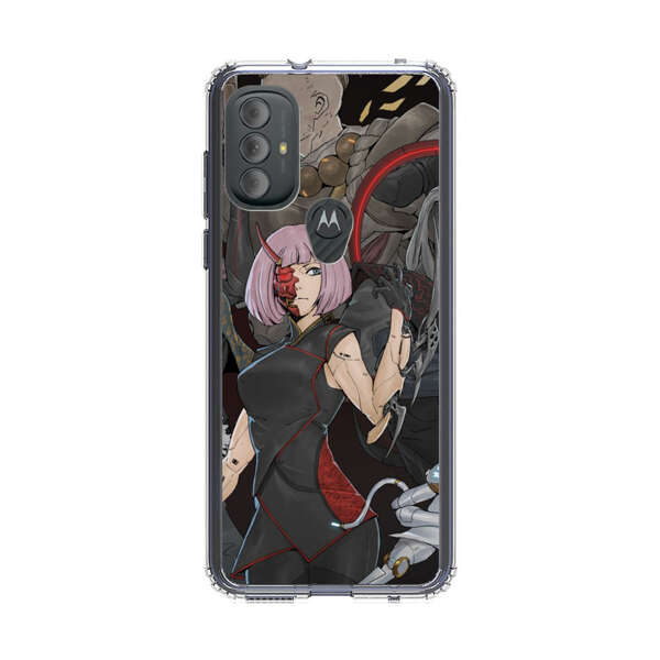 Futuristic Cyberpunk Warriors and Robotic Cat in Dynamic Pose Motorola Moto G Power (2022) Case