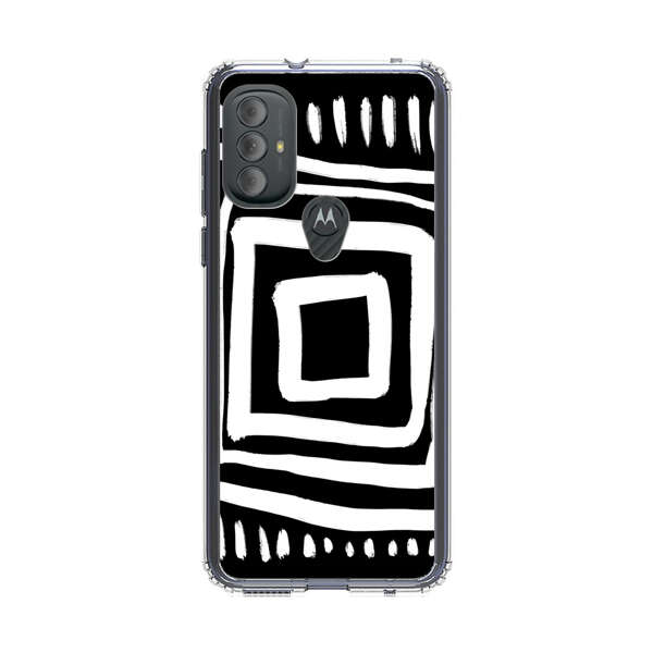 Minimalist Geometric Black and White Design Motorola Moto G Power (2022) Case