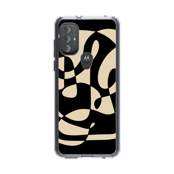 Modern Abstract Beige and Black Geometry Motorola Moto G Power (2022) Case