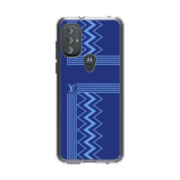 Stylish Geometric Zigzag Pattern in Blue Motorola Moto G Power (2022) Case