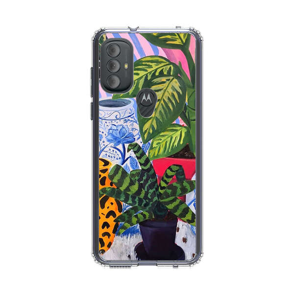 Vibrant Tropical Plants and Decorative Vases Motorola Moto G Power (2022) Case