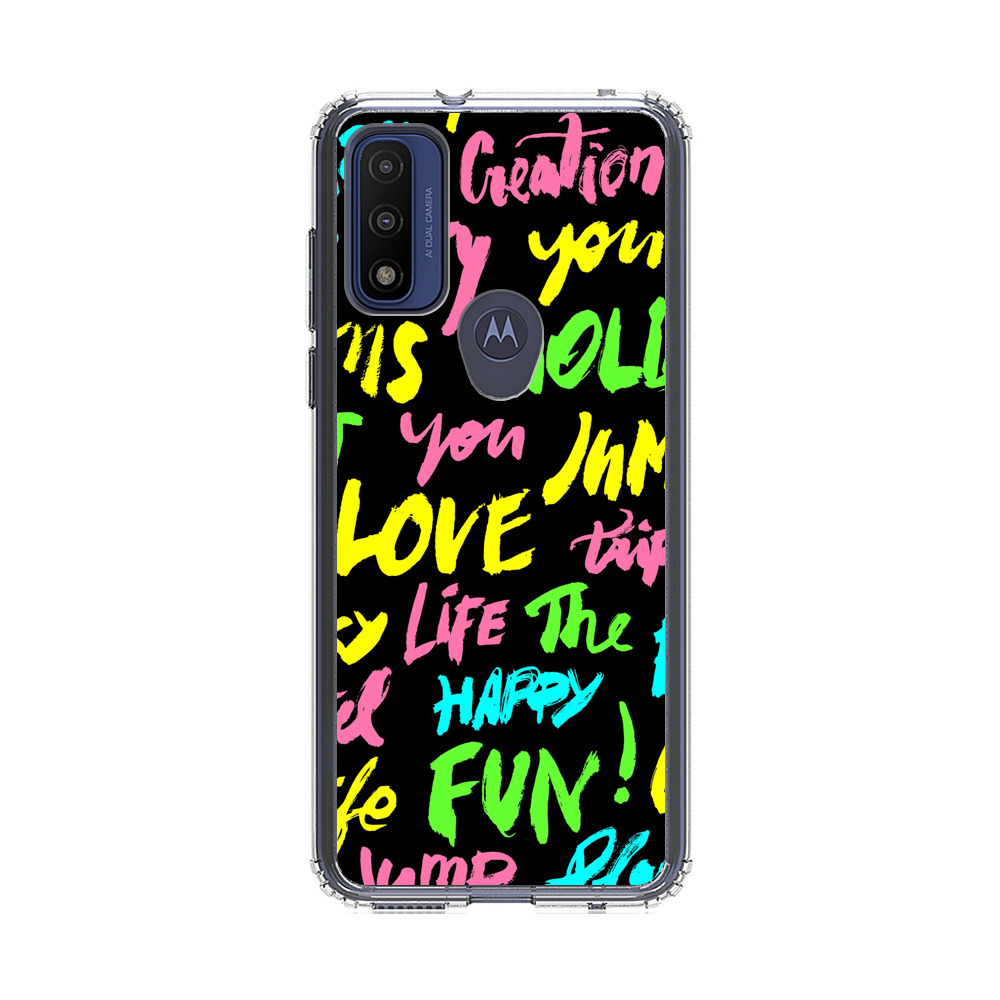 Colorful Positive Motivational Words Pattern Motorola Moto G Pure (2021) Case