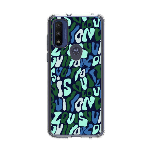 Abstract Layered Text Pattern in Blue and Green Motorola Moto G Pure (2021) Case