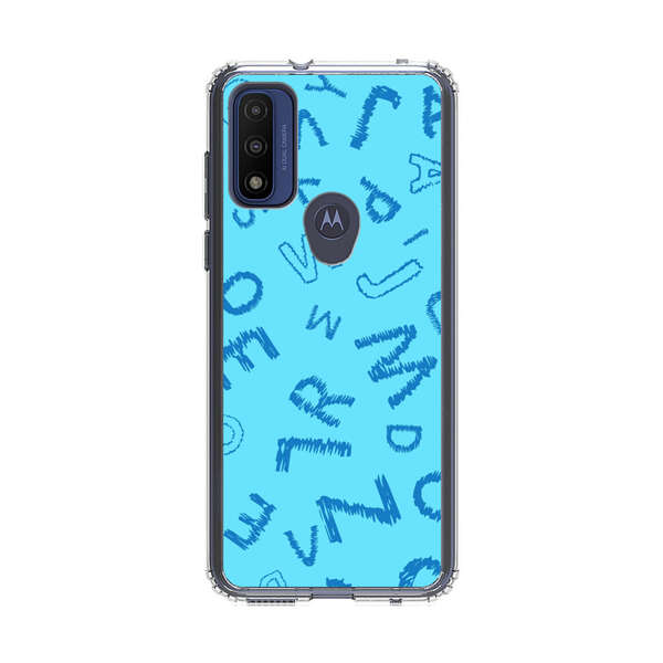 Blue background with random sketched alphabet letters Motorola Moto G Pure (2021) Case