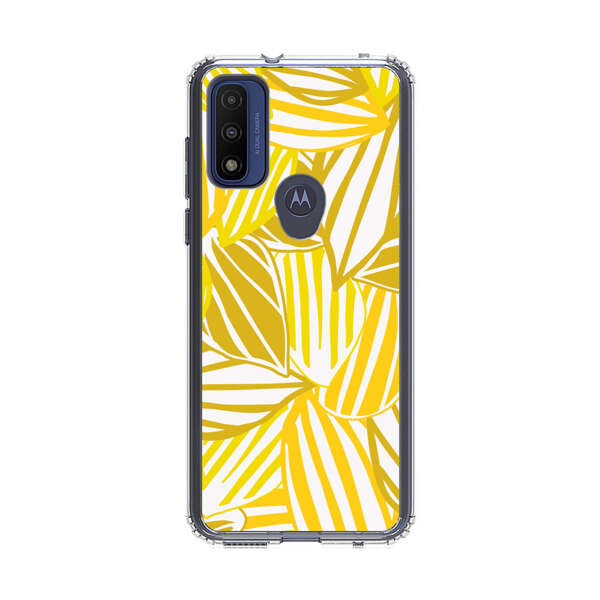 Bright Yellow Striped Tropical Leaves Pattern Motorola Moto G Pure (2021) Case