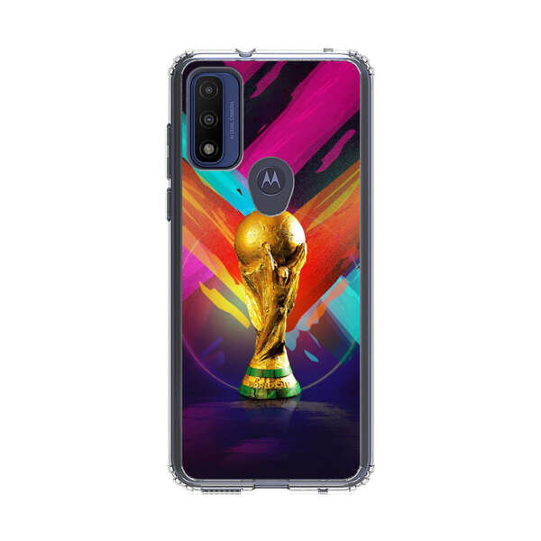 Golden Soccer Trophy with Colorful Abstract Background Motorola Moto G Pure (2021) Case