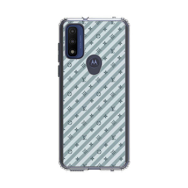 Stylish Blue Diagonal Striped Luxury Logo Pattern Motorola Moto G Pure (2021) Case
