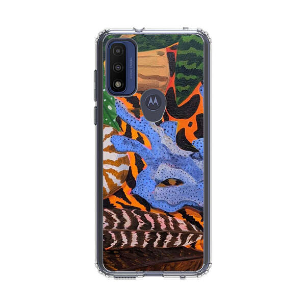 Tropical Coral Seashell Feathers on Tiger Pattern Motorola Moto G Pure (2021) Case