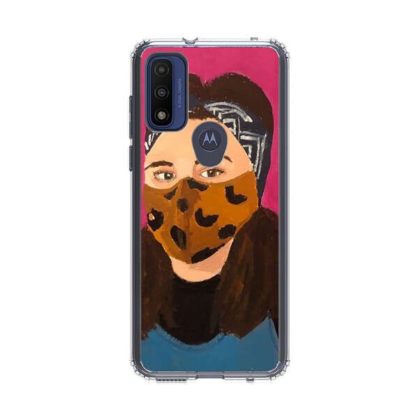Woman Leopard Print Face Mask Motorola Moto G Pure (2021) Case