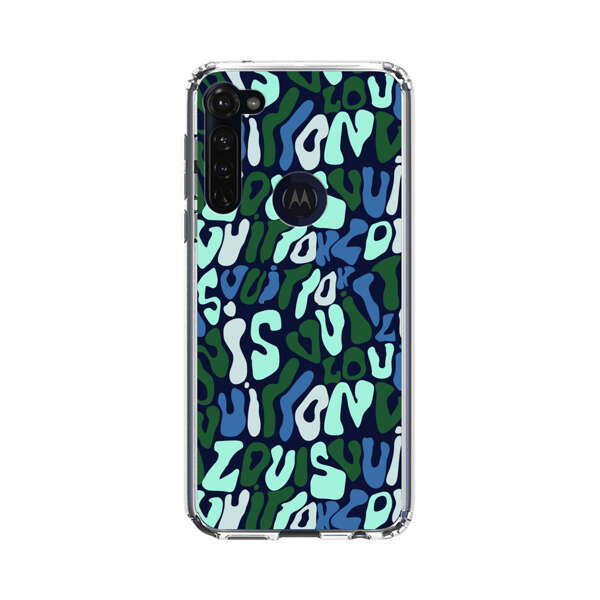 Abstract Layered Text Pattern in Blue and Green Motorola Moto G Stylus (2020) Case