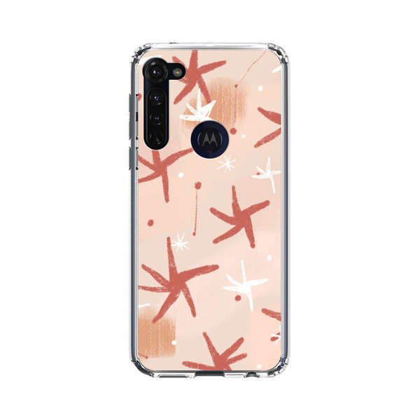 Abstract Star Pattern Red and White on Beige Background Motorola Moto G Stylus (2020) Case