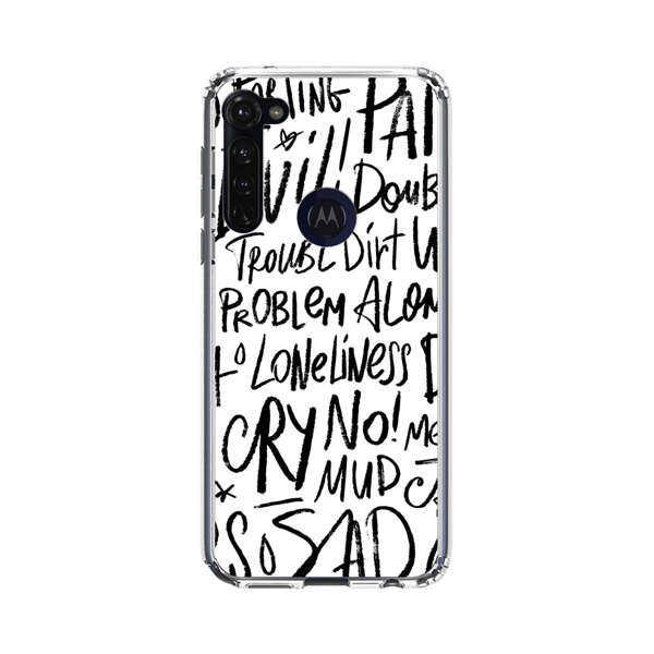 Black and White Negative Words Pattern Motorola Moto G Stylus (2020) Case