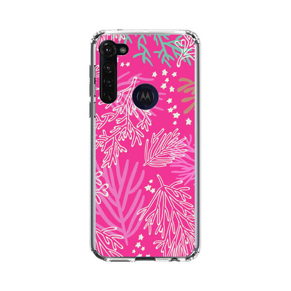 Bright Pink Tropical Leaf Pattern Motorola Moto G Stylus (2020) Case