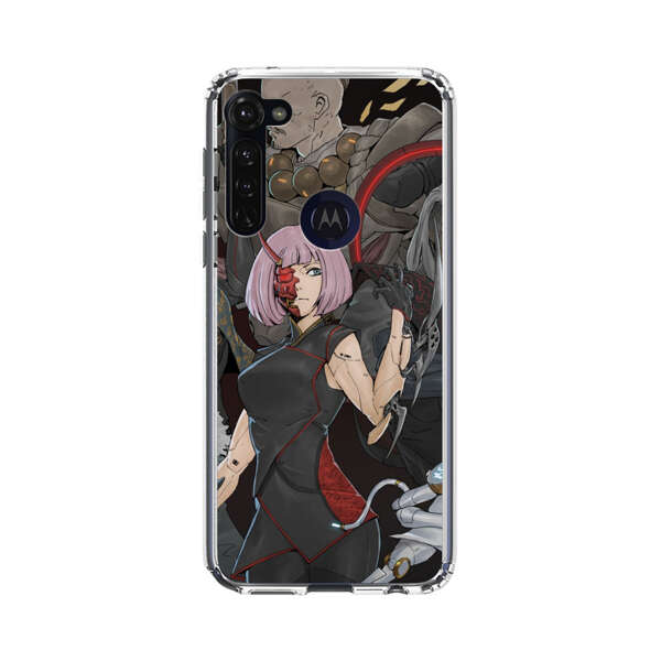 Futuristic Cyberpunk Warriors and Robotic Cat in Dynamic Pose Motorola Moto G Stylus (2020) Case