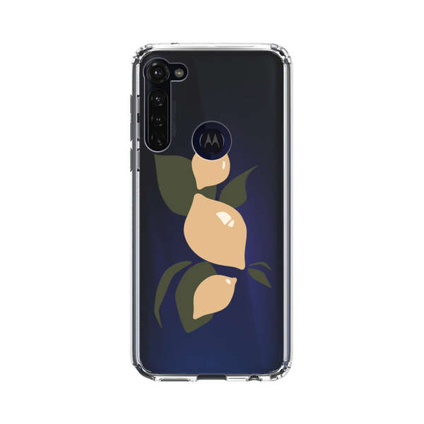 Minimalistic Beige Lemons with Green Leaves Motorola Moto G Stylus (2020) Case