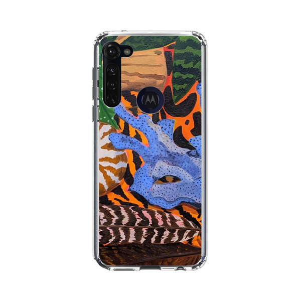 Tropical Coral Seashell Feathers on Tiger Pattern Motorola Moto G Stylus (2020) Case