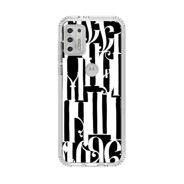 Abstract Black and White Pattern with Ornamental Letters Motorola Moto G Stylus (2021) Case
