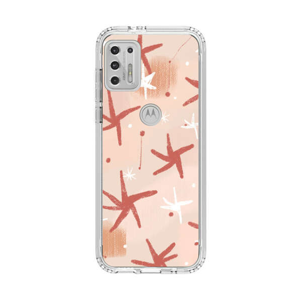 Abstract Star Pattern Red and White on Beige Background Motorola Moto G Stylus (2021) Case