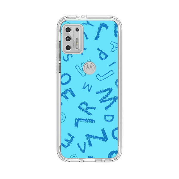 Blue background with random sketched alphabet letters Motorola Moto G Stylus (2021) Case