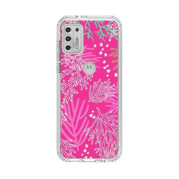 Bright Pink Tropical Leaf Pattern Motorola Moto G Stylus (2021) Case