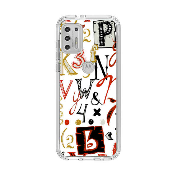 Colorful Hand Drawn Letters and Numbers Pattern Motorola Moto G Stylus (2021) Case