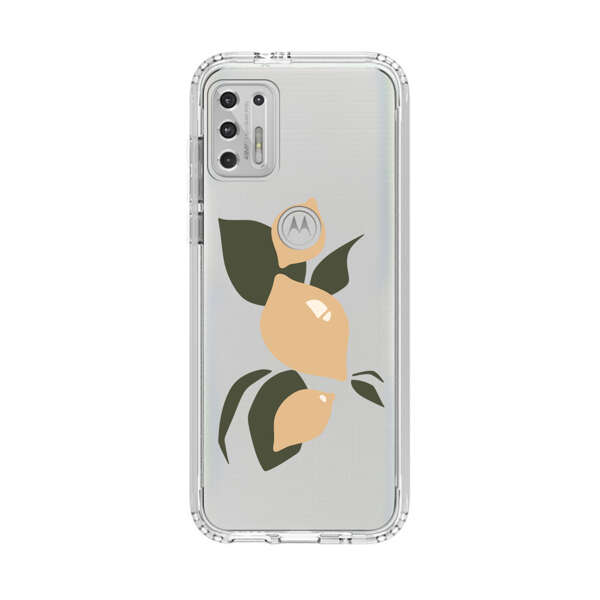 Minimalistic Beige Lemons with Green Leaves Motorola Moto G Stylus (2021) Case