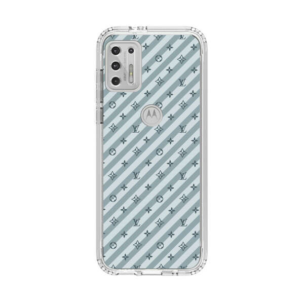 Stylish Blue Diagonal Striped Luxury Logo Pattern Motorola Moto G Stylus (2021) Case