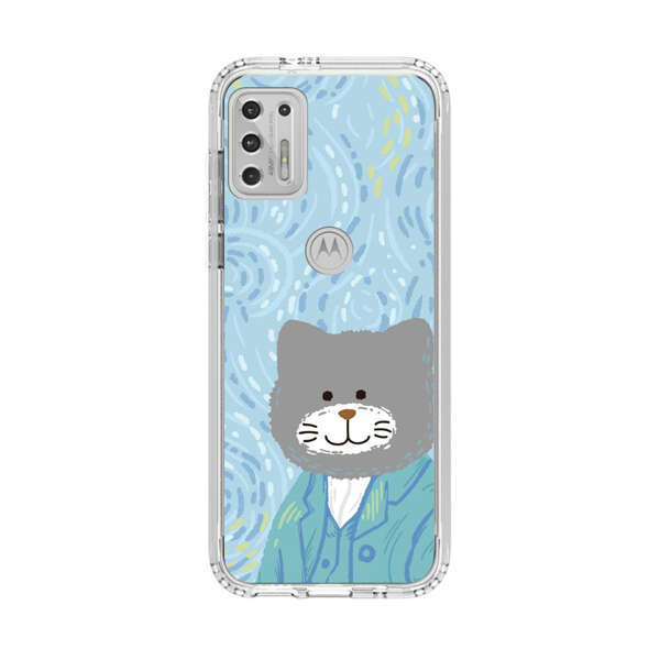 Whimsical Gray Cat with Starry Night Background Motorola Moto G Stylus (2021) Case
