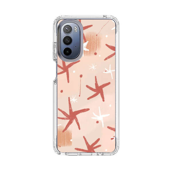 Abstract Star Pattern Red and White on Beige Background Motorola Moto G Stylus (2022) Case