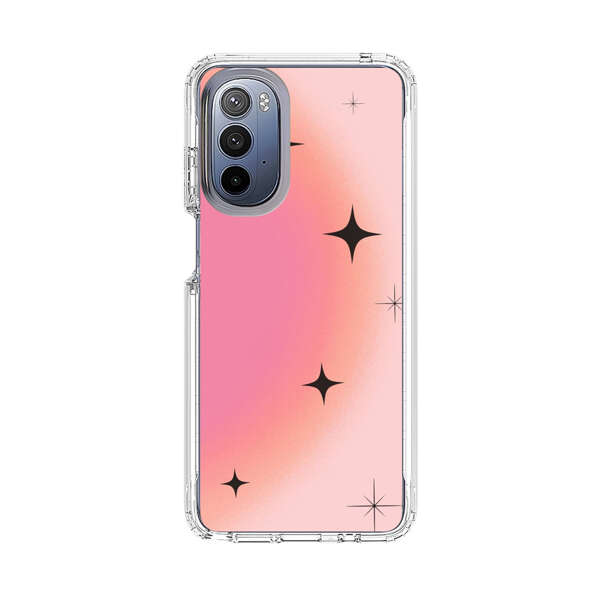 Pink Peach Gradient with Black Stars Motorola Moto G Stylus (2022) Case
