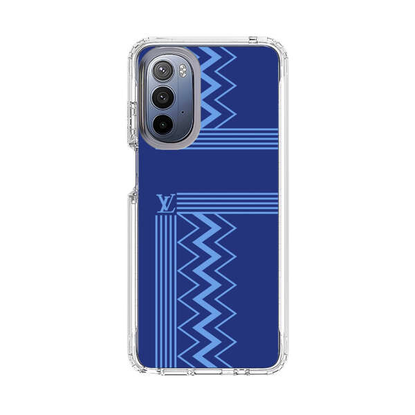 Stylish Geometric Zigzag Pattern in Blue Motorola Moto G Stylus (2022) Case
