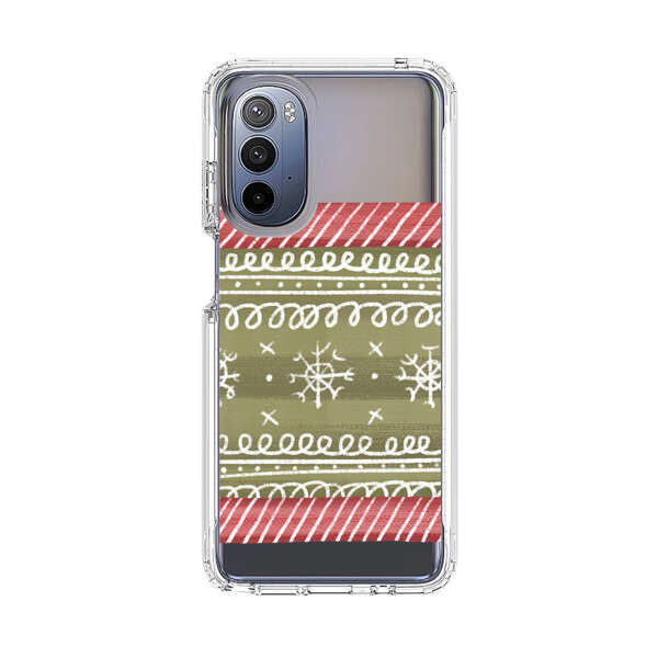 Winter Pattern with Snowflakes and Red Stripes Motorola Moto G Stylus (2022) Case