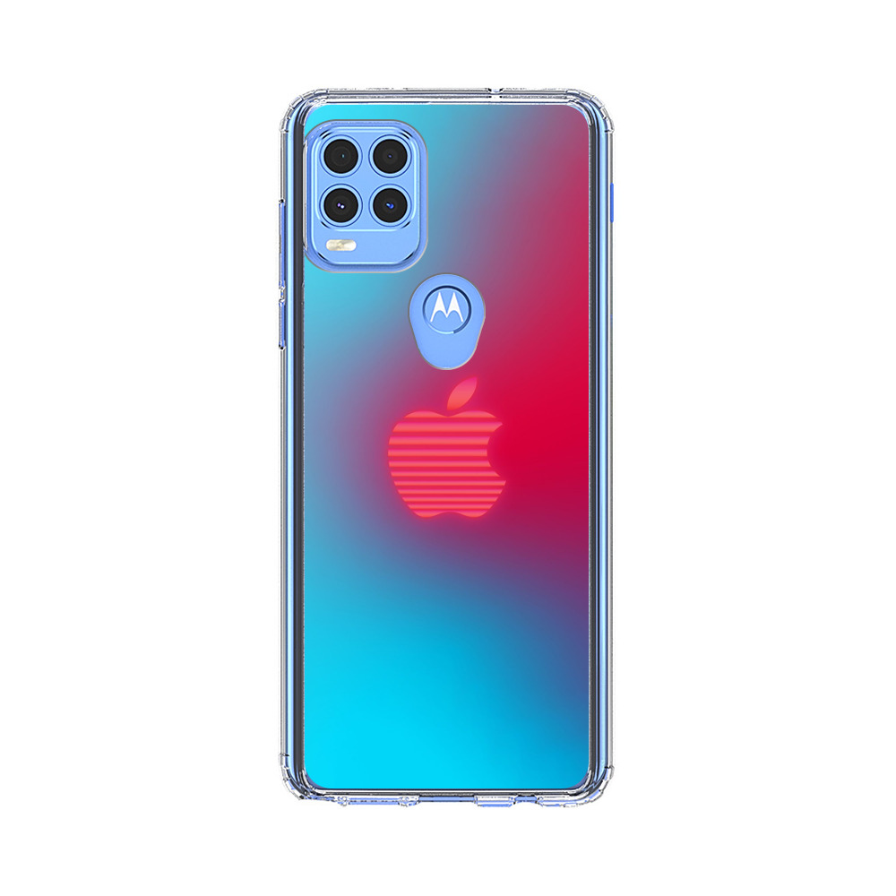 Neon Striped Apple Logo Gradient Background Motorola Moto G Stylus 5G (2021) Case