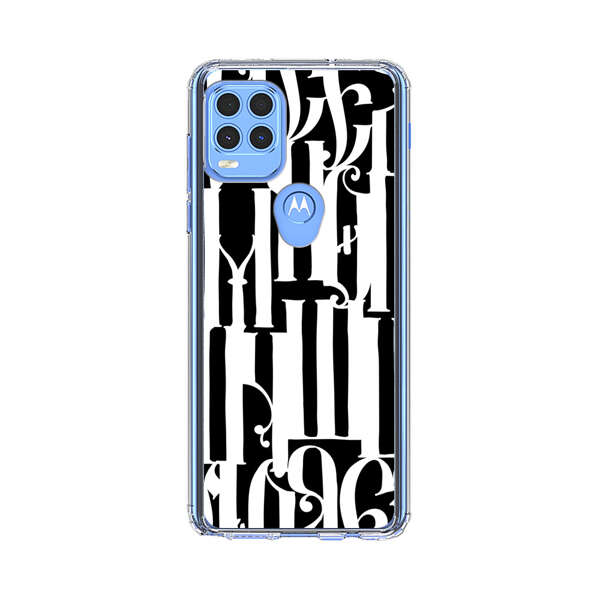 Abstract Black and White Pattern with Ornamental Letters Motorola Moto G Stylus 5G (2021) Case