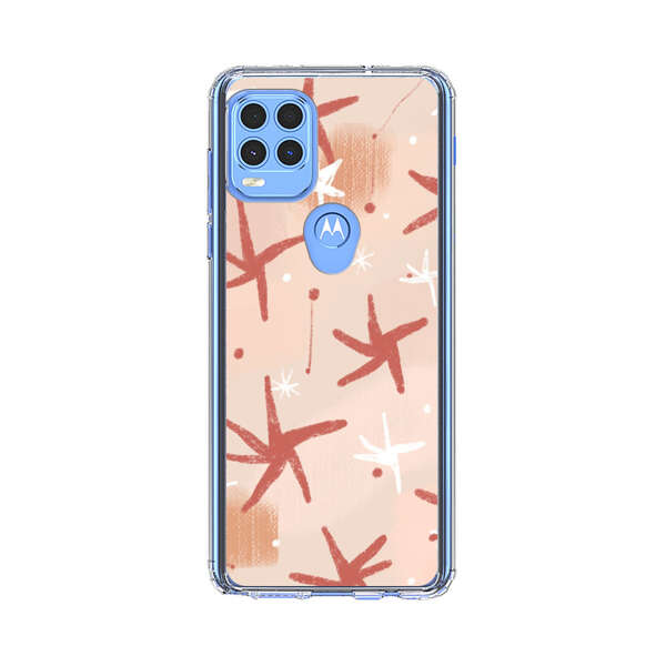 Abstract Star Pattern Red and White on Beige Background Motorola Moto G Stylus 5G (2021) Case